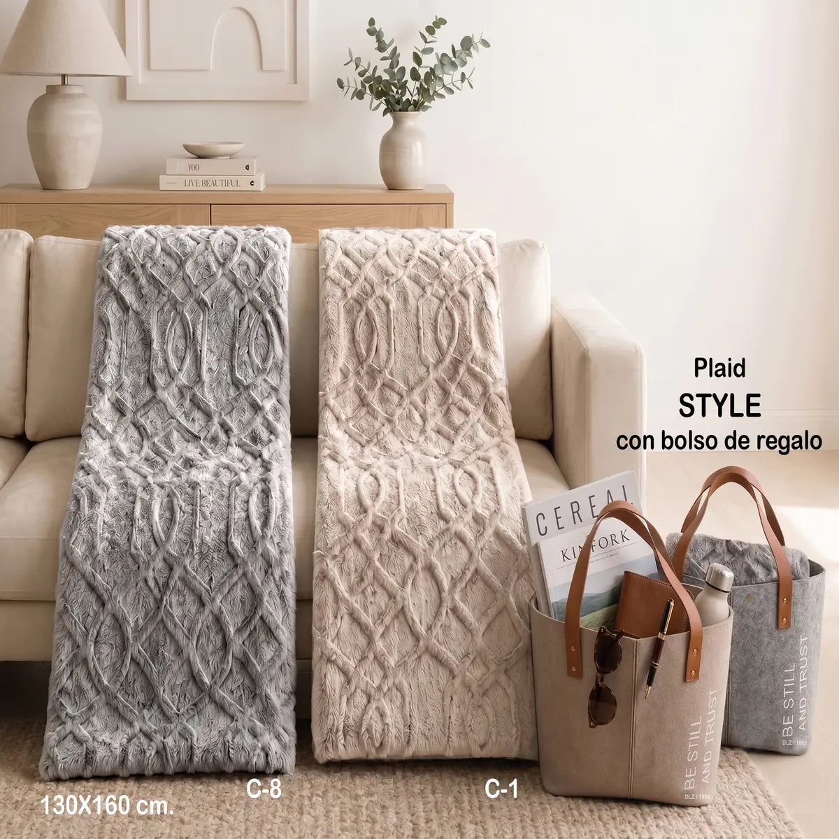 BEIGE SHERPA-DECKE 130X160 DOLZ