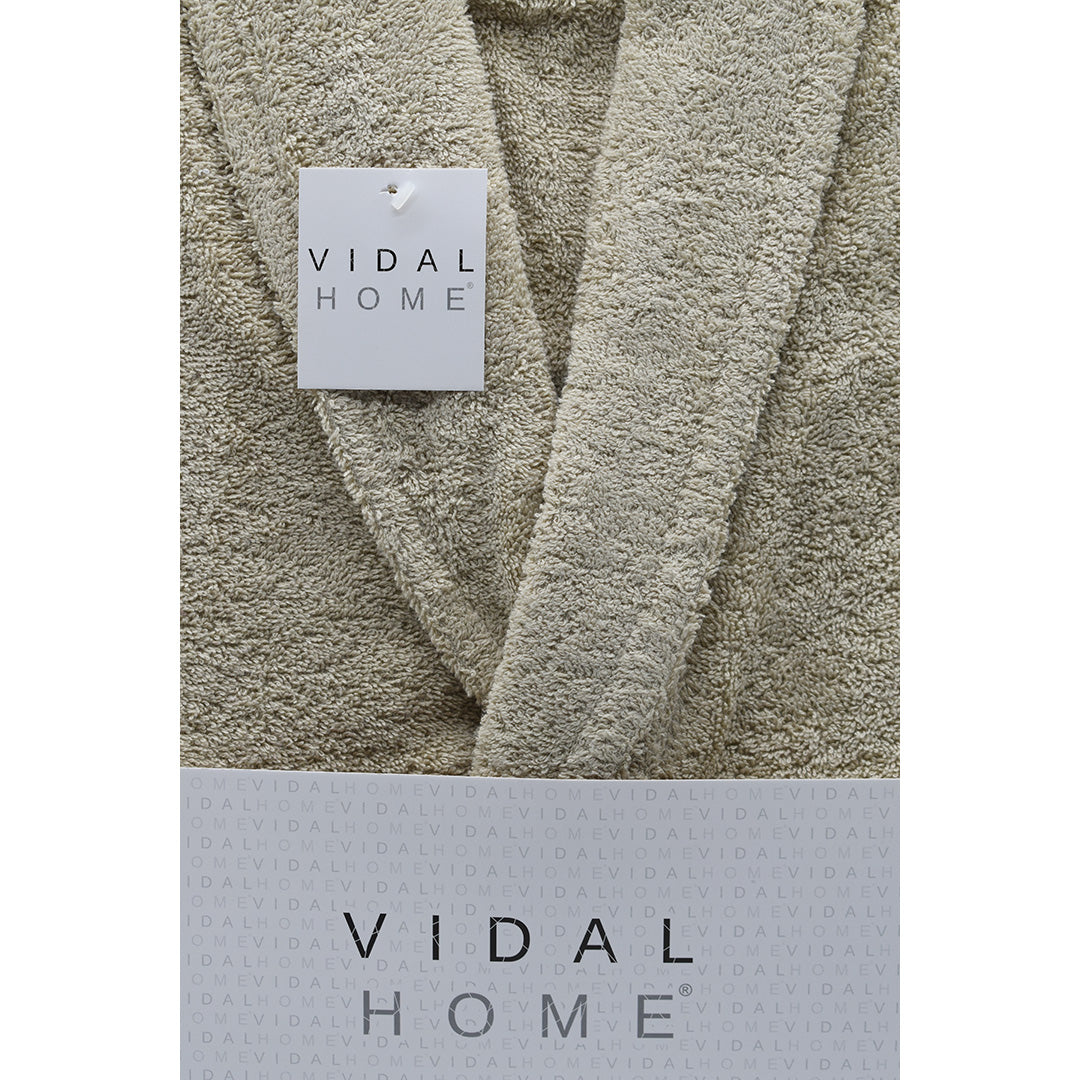 PREMIUM TAUPE AMERICAN TERRY CLOTH BATHROBE VIDAL HOME