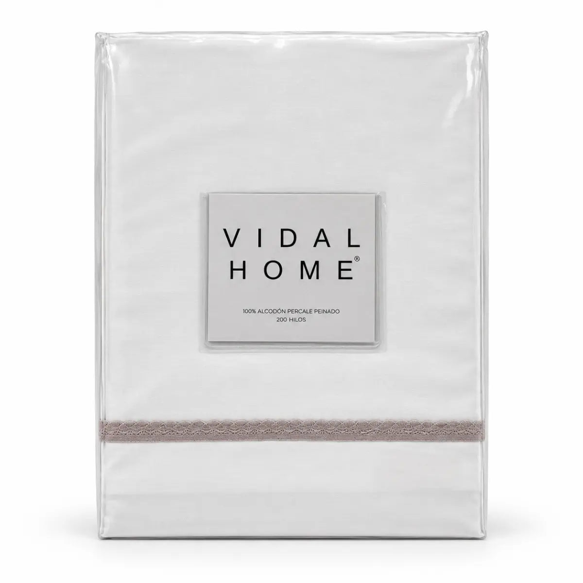 JUEGO SÁBANAS 100% ALGODÓN PERCAL PEINADO 200 HILOS PUNTILLA ROSA VIDAL HOME