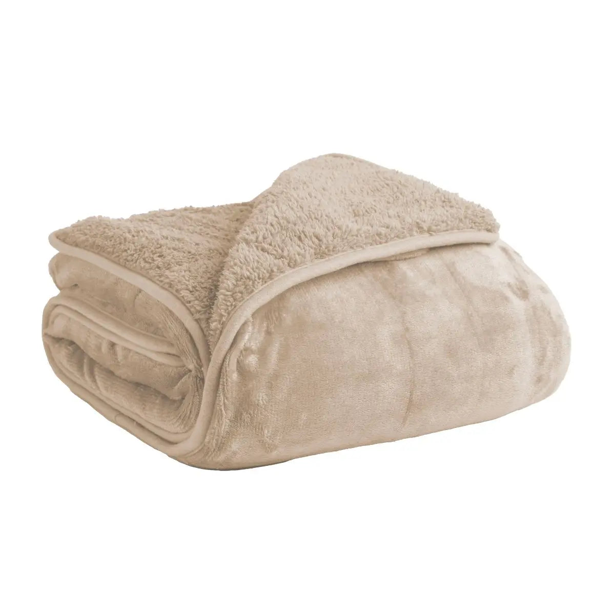 SHERPA-DECKE GLATT BEIGE KARAMELO