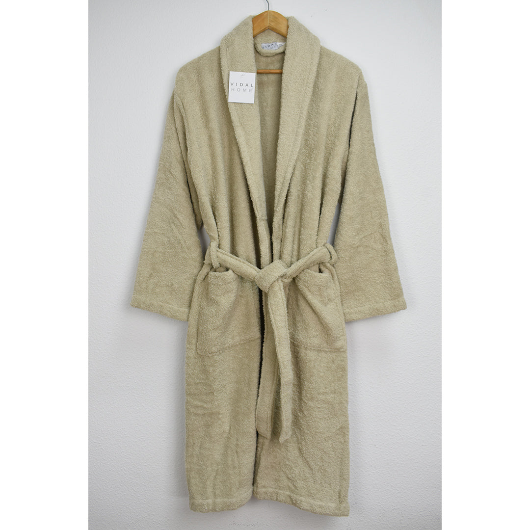 PREMIUM TAUPE AMERICAN TERRY CLOTH BATHROBE VIDAL HOME