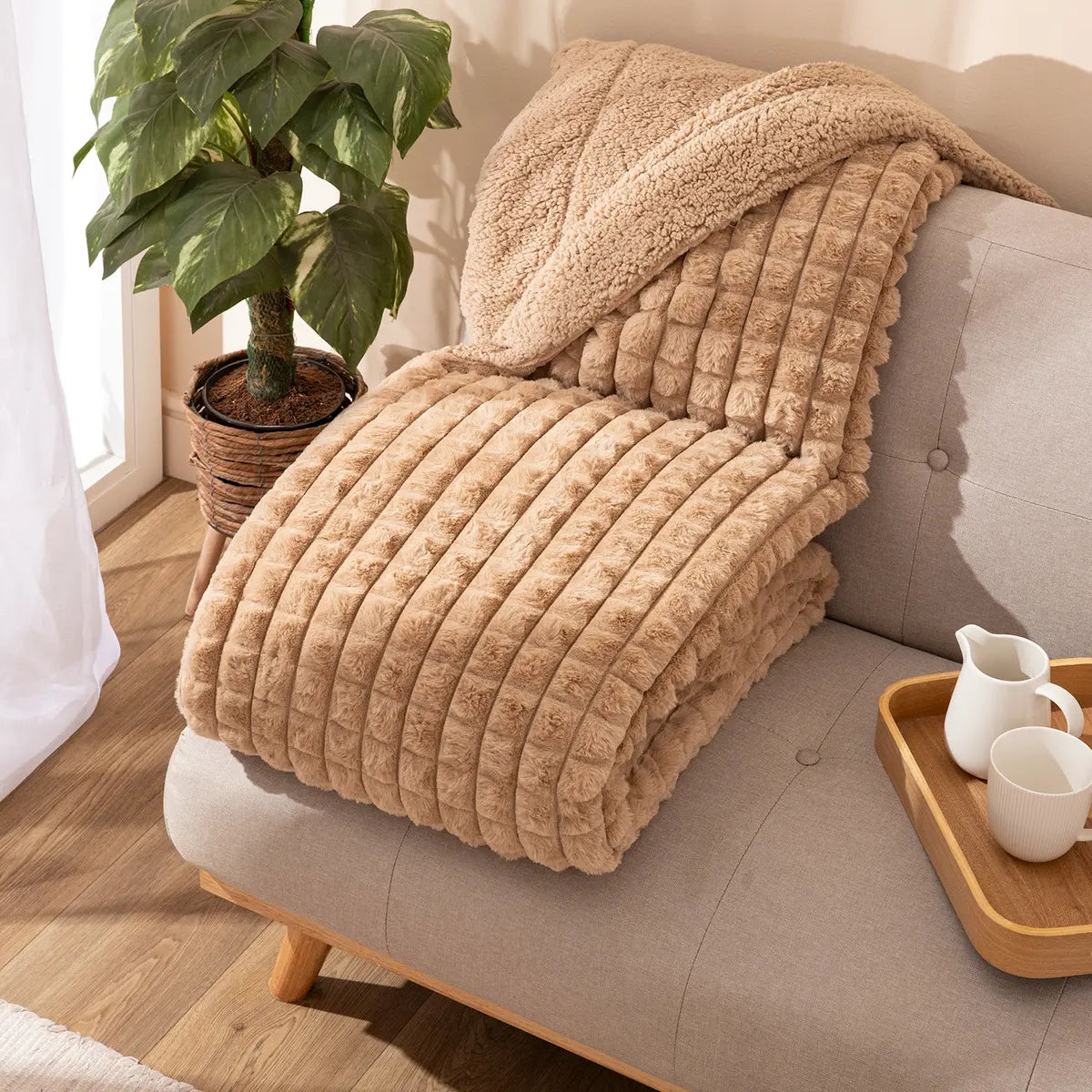 PLAID AMBRA BEIGE 130X160 KARAMELO