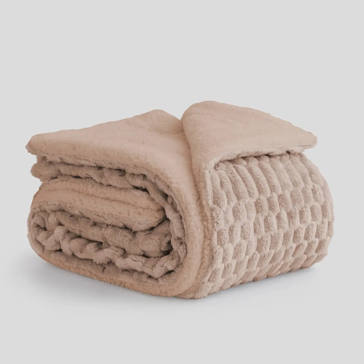 MANTA SHERPA JACQUARD EVELIN AVELLANA KARAMELO
