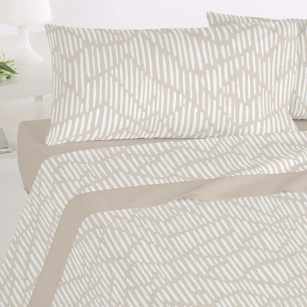 JUEGO DE SABANAS CORALINA PATRO BEIGE POLO POLO