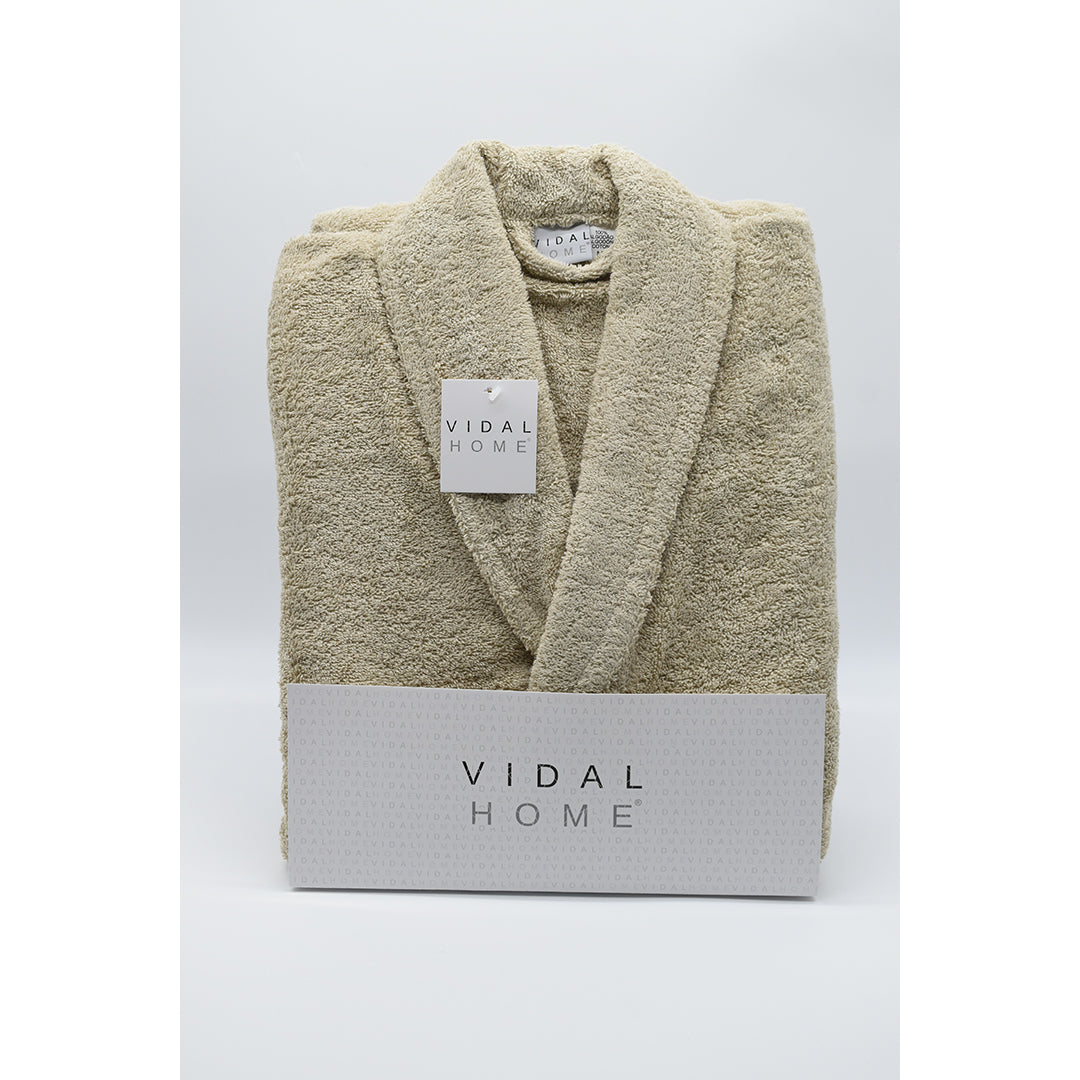 PREMIUM TAUPE AMERICAN TERRY CLOTH BATHROBE VIDAL HOME